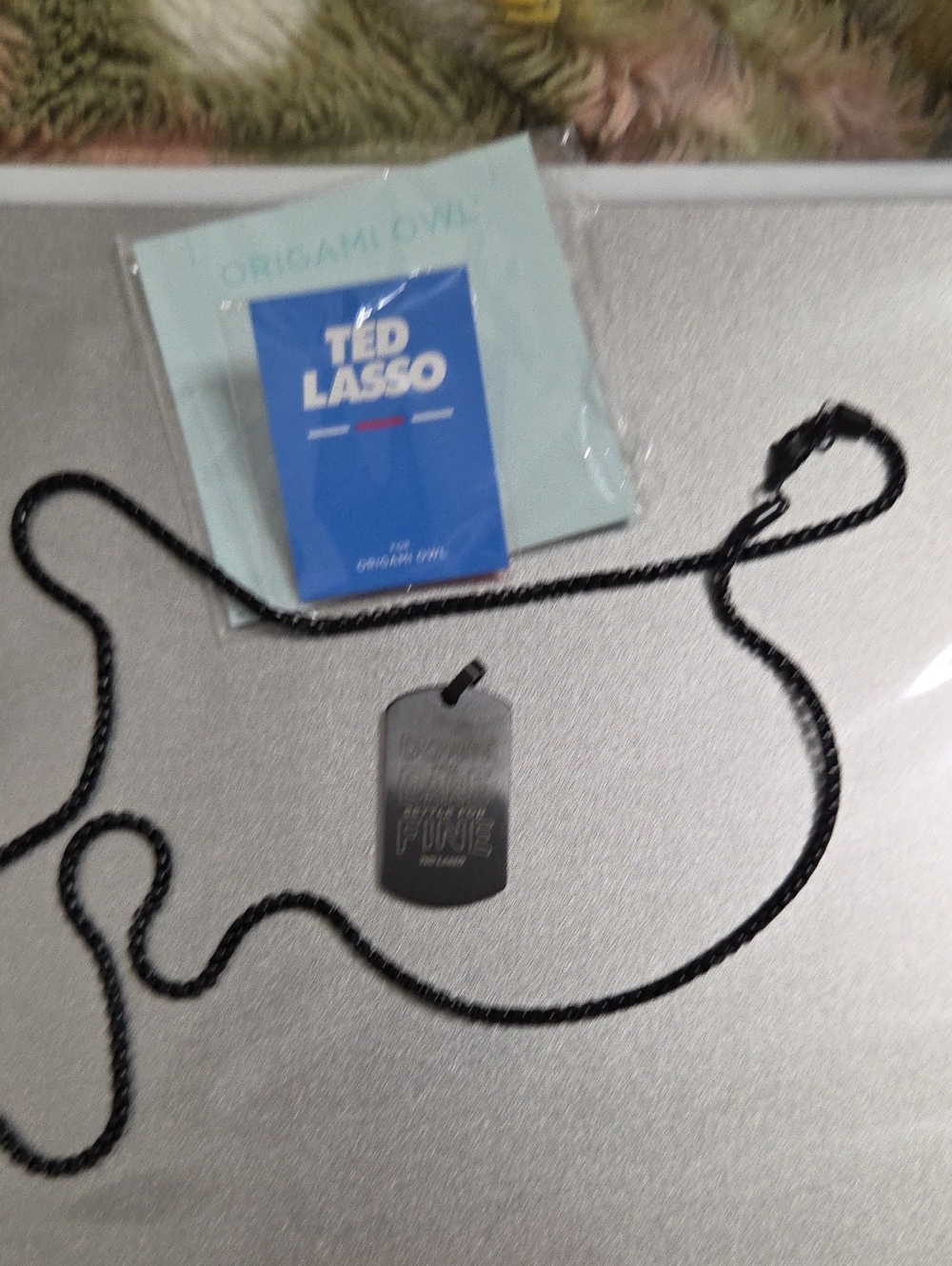 Origami Owl Black Ted Lasso Pendant & Chain
